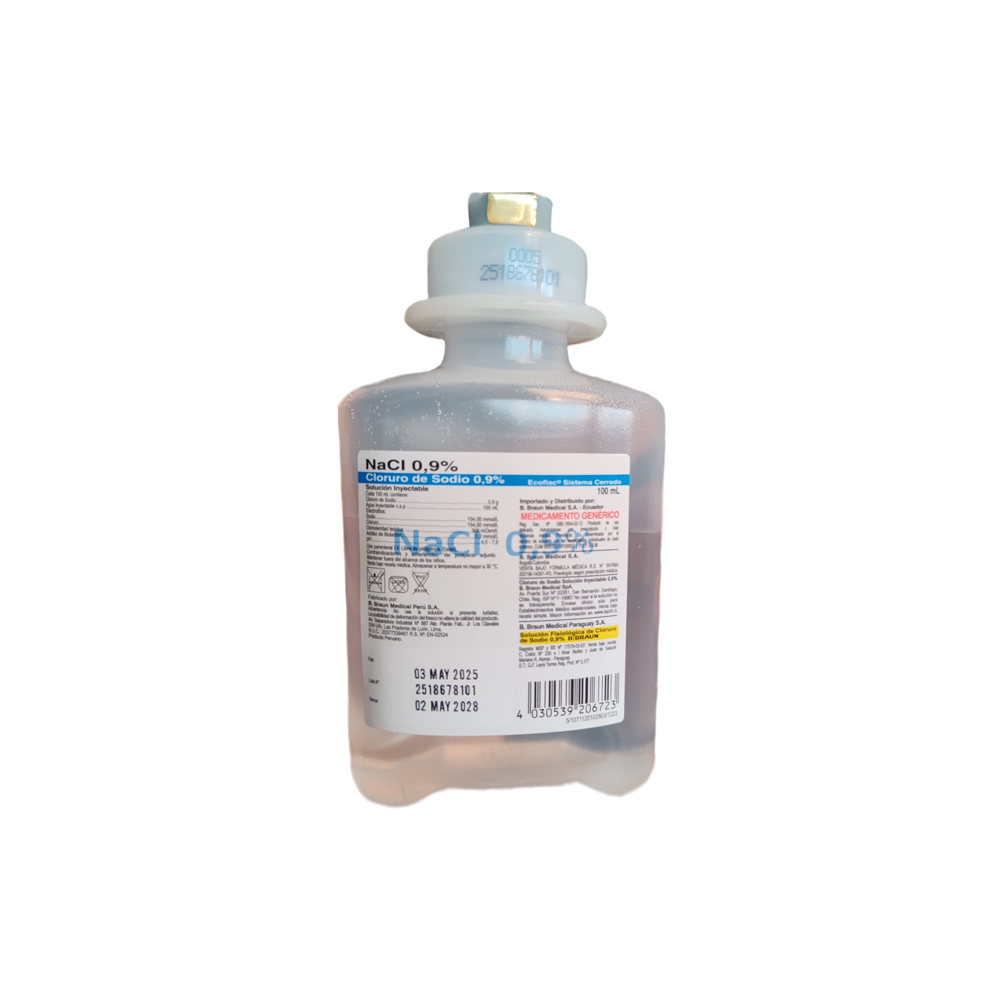 Cloruro de Sodio 0.9% 100 ml.