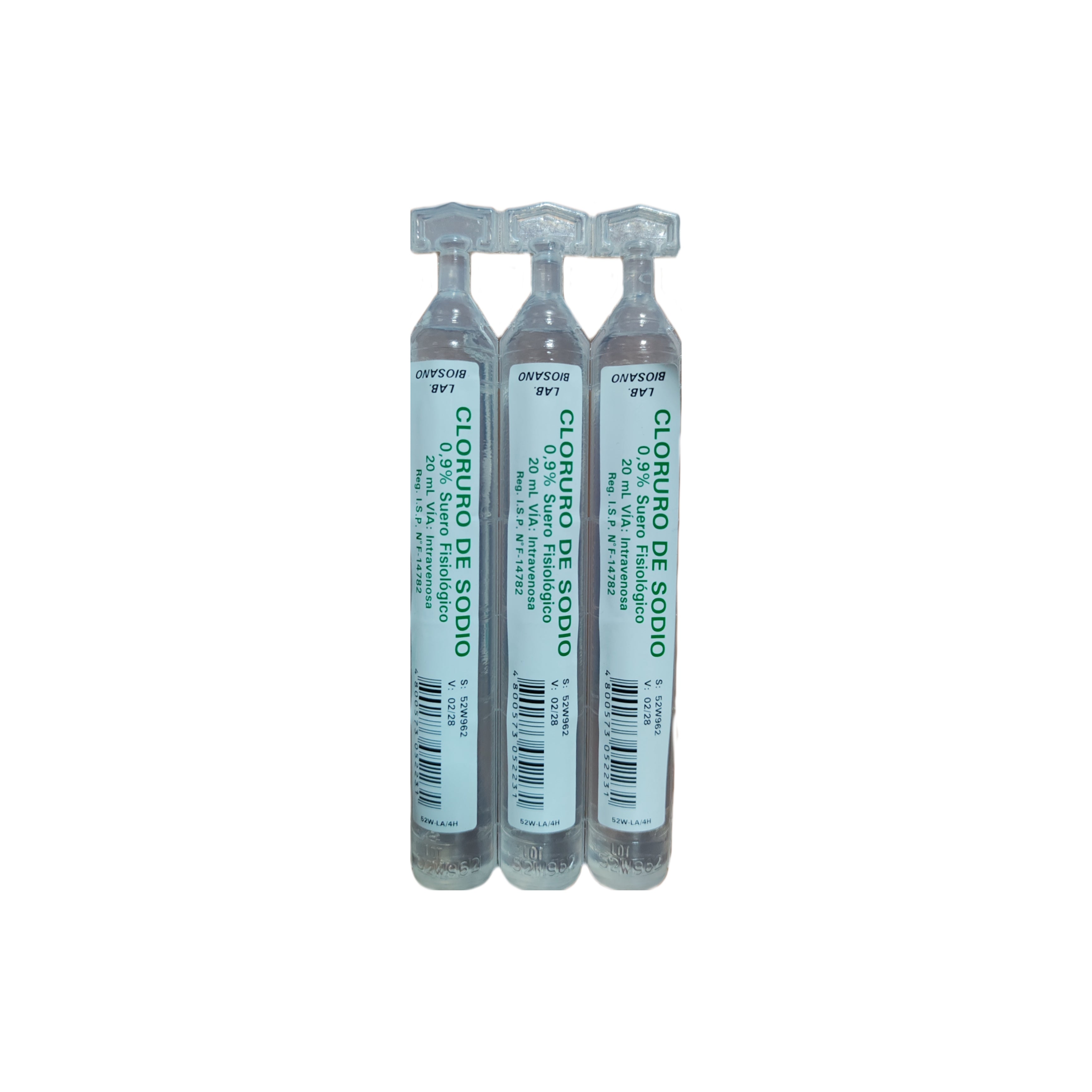 Cloruro de Sodio 0.9% 20 ml.