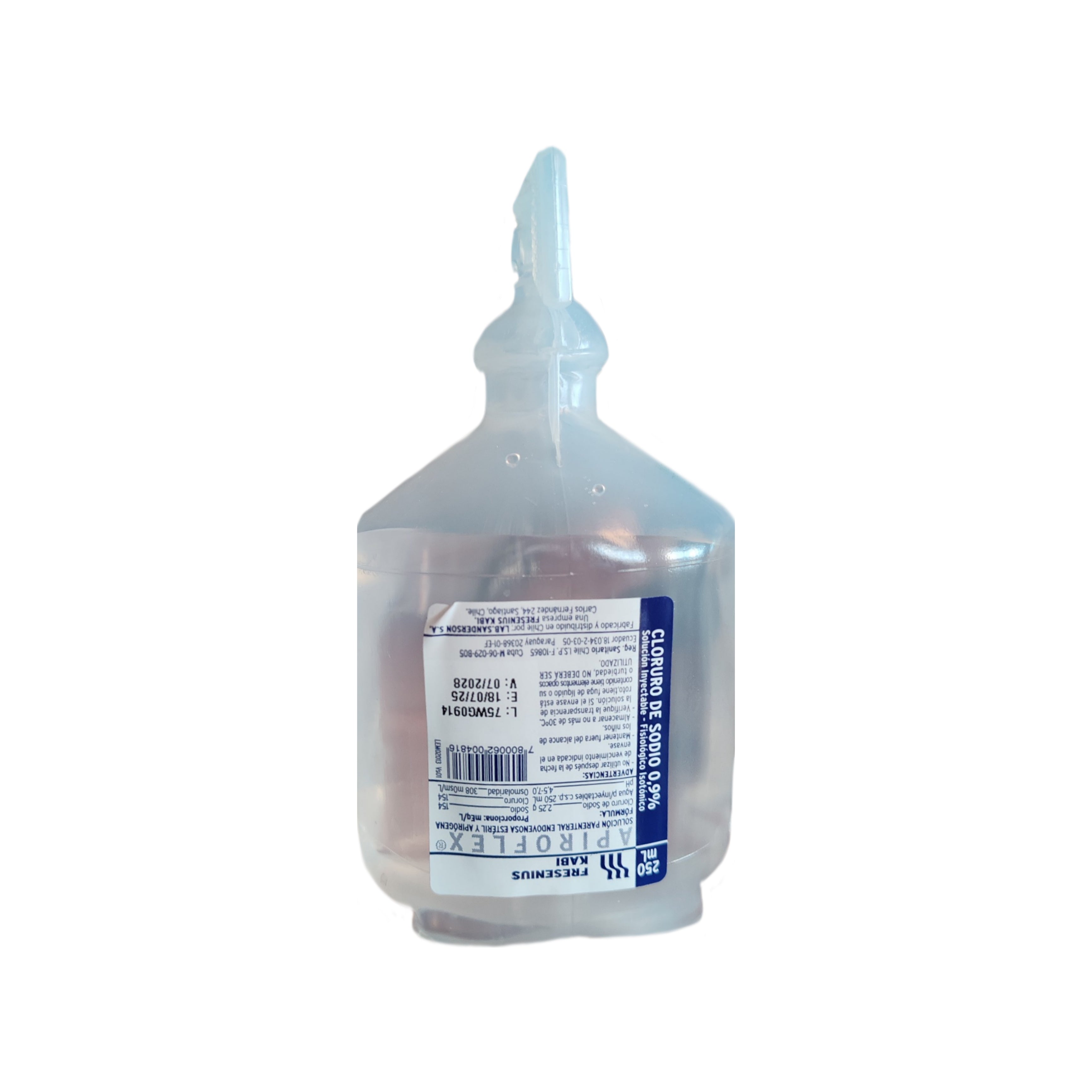 Cloruro de Sodio 0.9% 250 ml.